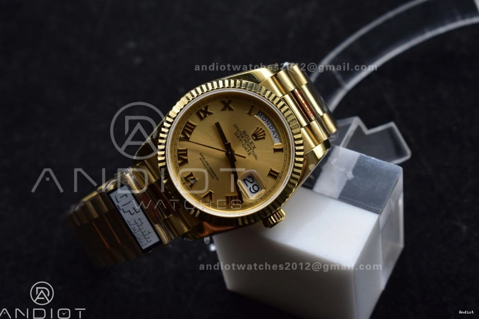 Dial President Gold (Gain Edition Steel vr3255 Bracelet with DayDate QF Mark 36 on Weight) V5 YG Roman Best 904L 0309